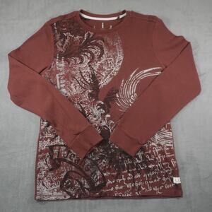 Buffalo David Bitton Y2K Thermal Shirt Burgundy Graphic Waffle Men’s Large